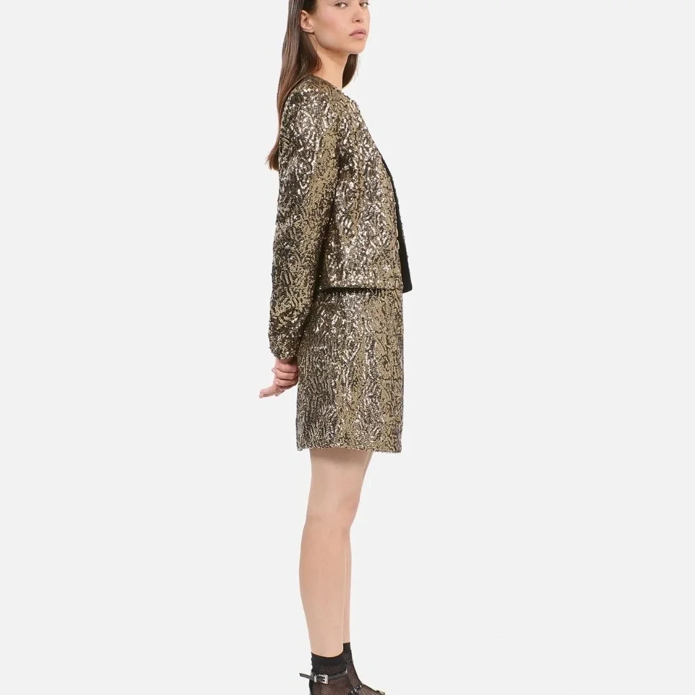 NWT | The Kooples | Gold Sequin Crop Jacket - Picture 5 of 10